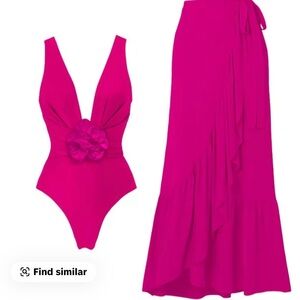 NWOT Chic Pink Swimsuit and Skirt Set